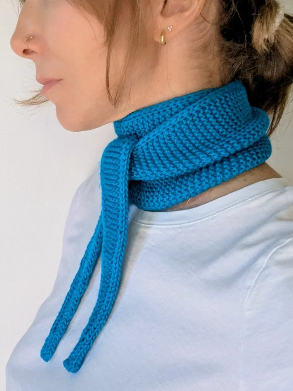 Hand Knit Aquamarine Sophie Scarf Bamboo Coastal Chic Neckerchief